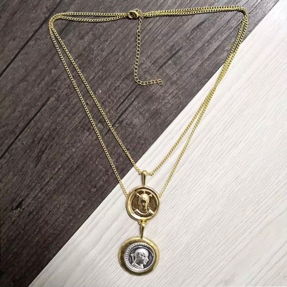 COPY - Coin Pendant Vintage Double Chain Layered … - Picture 3 of 8